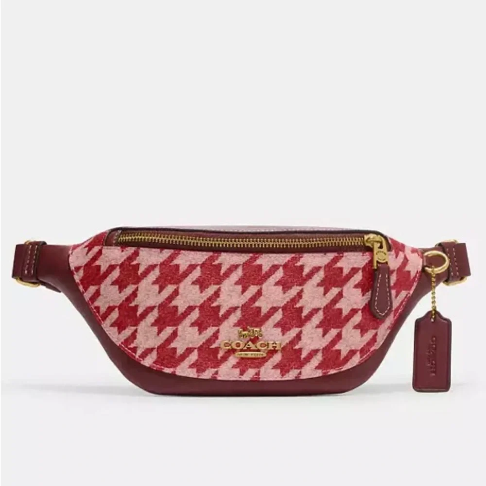 COACH Leather Warren Bag - Houndstooth Print